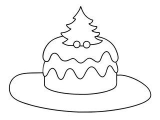 christmas cake single continuous one line out line vector art  drawing  and tattoo design
