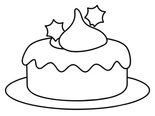 christmas cake single continuous one line out line vector art  drawing  and tattoo design
