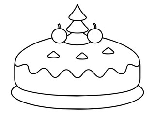 christmas cake single continuous one line out line vector art  drawing  and tattoo design
