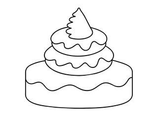 christmas cake single continuous one line out line vector art  drawing  and tattoo design
