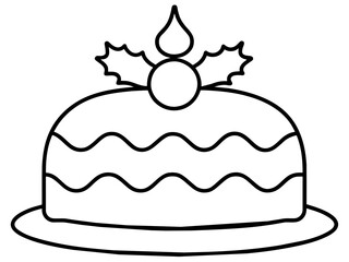 christmas cake single continuous one line out line vector art  drawing  and tattoo design
