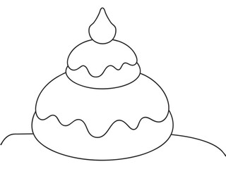 christmas cake single continuous one line out line vector art  drawing  and tattoo design
