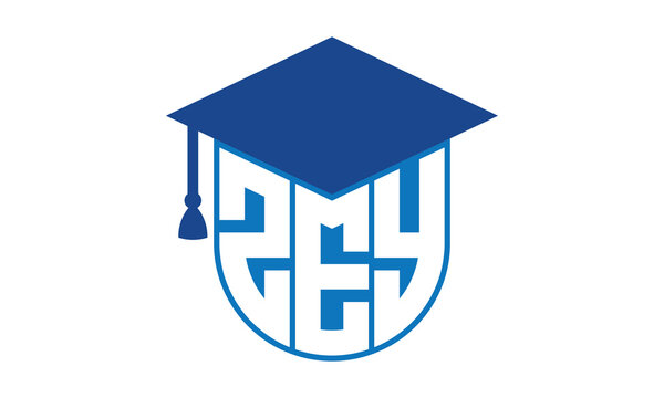 ZEY initial letter academic logo design vector template. school college logo, university logo, graduation cap logo, institute logo, educational logo, library logo, teaching logo, book shop, varsity