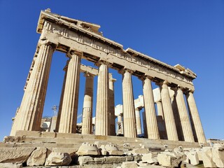 Landscape of the Parthenon in the Acropolis of Athens on a sunny day