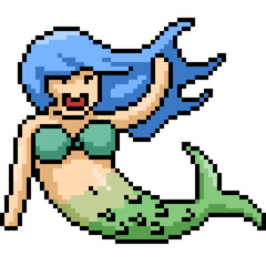 pixel art of mermaid girl smile - 773146176
