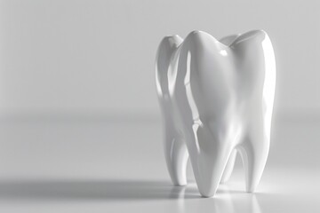 a white tooth model on a white surface - obrazy, fototapety, plakaty