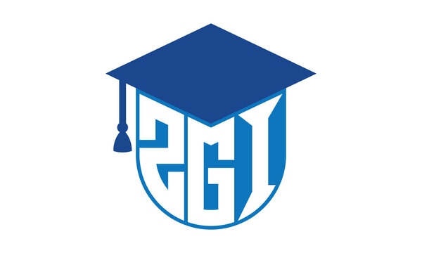 ZGI initial letter academic logo design vector template. school college logo, university logo, graduation cap logo, institute logo, educational logo, library logo, teaching logo, book shop, varsity