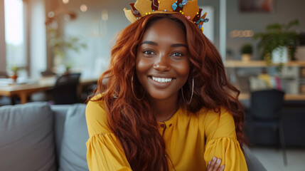 Radiant Smile with Autumn Accents - obrazy, fototapety, plakaty