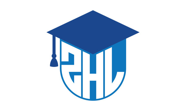 ZHL initial letter academic logo design vector template. school college logo, university logo, graduation cap logo, institute logo, educational logo, library logo, teaching logo, book shop, varsity