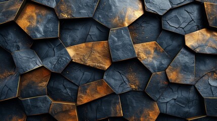 Gold and dark blue abstract polygonal pattern.
