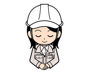 お辞儀をする現場監督の女性