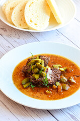 Znojemska, roasted beef, cucumber sauce, dumpling, traditional czech food