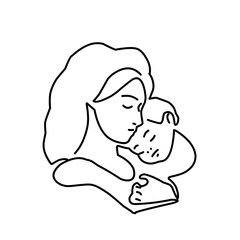 continuous line drawing of Mother day