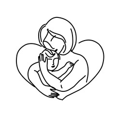 continuous line drawing of Mother day