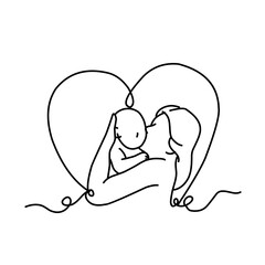 continuous line drawing of Mother day