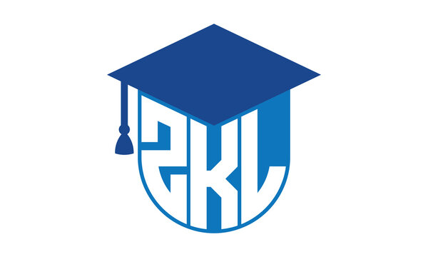 ZKL initial letter academic logo design vector template. school college logo, university logo, graduation cap logo, institute logo, educational logo, library logo, teaching logo, book shop, varsity