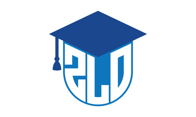 ZLO initial letter academic logo design vector template. school college logo, university logo, graduation cap logo, institute logo, educational logo, library logo, teaching logo, book shop, varsity