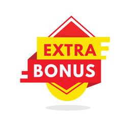 Extra bonus red label icon for announcement, advertising, vector. Flat design template for banner, advertising, announcement.