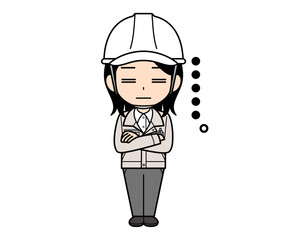 呆れている現場監督の女性