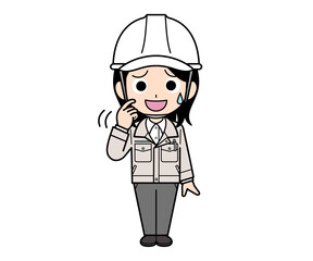 動揺する現場監督の女性