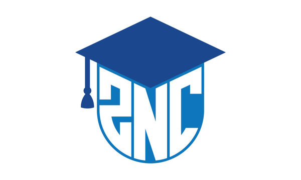 ZNC initial letter academic logo design vector template. school college logo, university logo, graduation cap logo, institute logo, educational logo, library logo, teaching logo, book shop, varsity