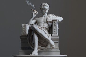 Classical Statue with a Modern Twist Smoking - obrazy, fototapety, plakaty