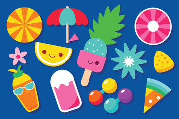 Summer Colorful Sticker Design Collection Decorations