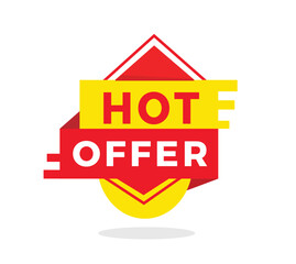 Hot offer red label icon for announcement, advertising, vector. Flat design template for banner, advertising, announcement.