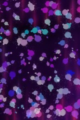 Abstract pink, purple, blue brush strokes, drops, splashes of paint