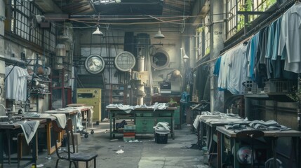 Old clothing factory. Fashion industry. 