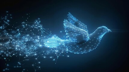 Peace dove mesh with starry background. International Peace Day.