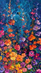 Whimsical flower field exploration vibrant colors