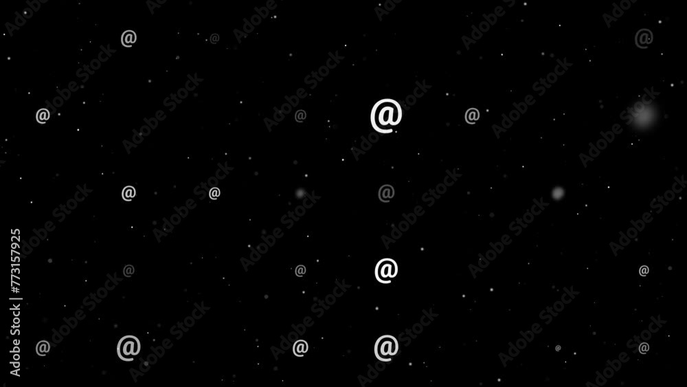 Poster template animation of evenly spaced at symbols of different sizes and opacity. animation of transpar