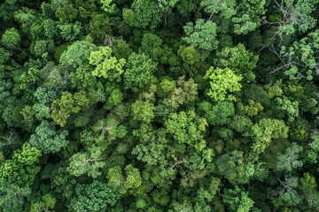 View from above of a dense forest with a canopy of trees extending to the horizon