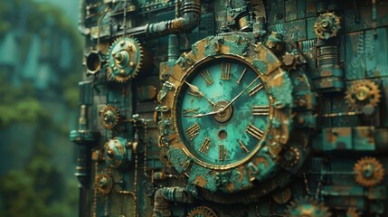 Obraz premium A clock where time flows in reverse, rewinding the fabric of reality