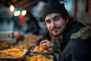 Shelter for refugees, free food handing out - obrazy, fototapety, plakaty