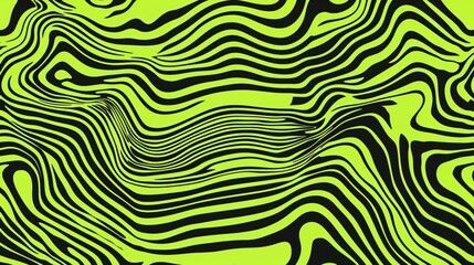Hypnotic Black and Neon Green Wave Design