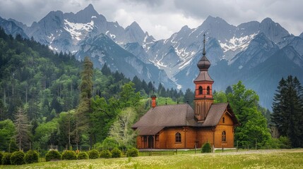 A beautiful church in Tatranska Javornia in Tatras, Slovakia