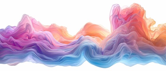   A white background featuring a multicolored wave formed like a mountain