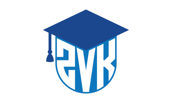 ZVK initial letter academic logo design vector template. school college logo, university logo, graduation cap logo, institute logo, educational logo, library logo, teaching logo, book shop, varsity