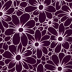 Fototapeta na wymiar AI-generated illustration of a purple floral seamless pattern