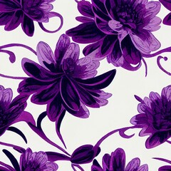 AI-generated illustration of a purple floral seamless pattern