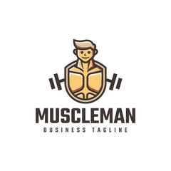 muscle man gym logo vector