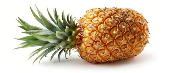  a tight shot revealing its texture, with a separate pineapple against a pristine white backdrop, complete with a clipping path at its uppermost - obrazy, fototapety, plakaty