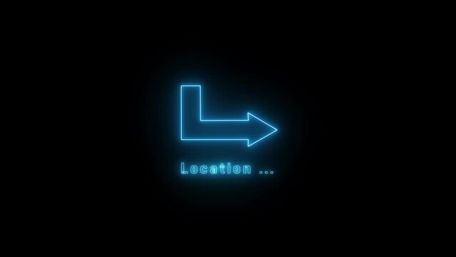 Abstract location icon and location tracking point animation on black background.