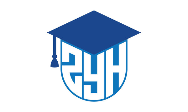 ZYH initial letter academic logo design vector template. school college logo, university logo, graduation cap logo, institute logo, educational logo, library logo, teaching logo, book shop, varsity