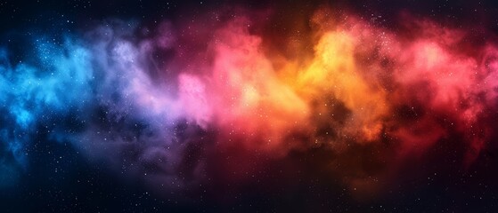   A collection of vibrant clouds drifts in the sky, surrounded by a star-filled expanse at its heart