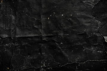 Black Vintage Crumpled Paper Texture Background. Paper Overlay.