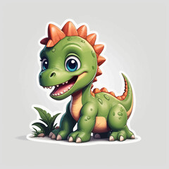 Cute dinosaur cartoon Logo Design Very Cool