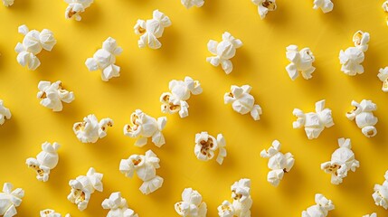 a pattern of popcorn on a yellow background